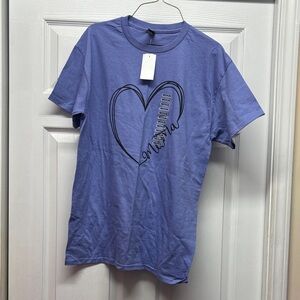 Mama Graphic Heart T-Shirt Purple Medium New